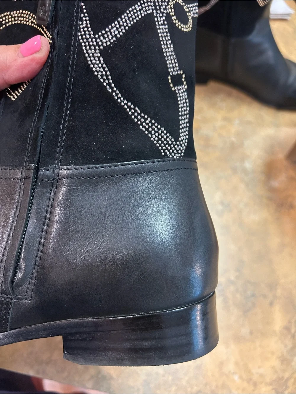 Ralph Lauren Justine Rhinestone Embellished Tall Riding Boots